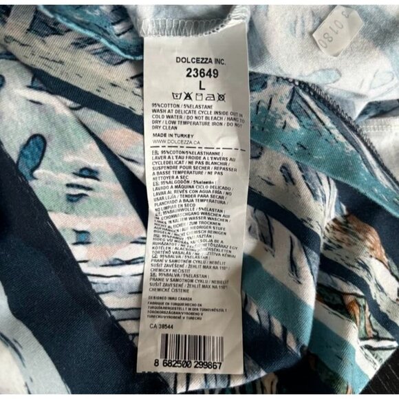 SIMPLY ART by Dolcezza Dress Size Large Blue Tropical Back Zipper - Picture 8 of 8